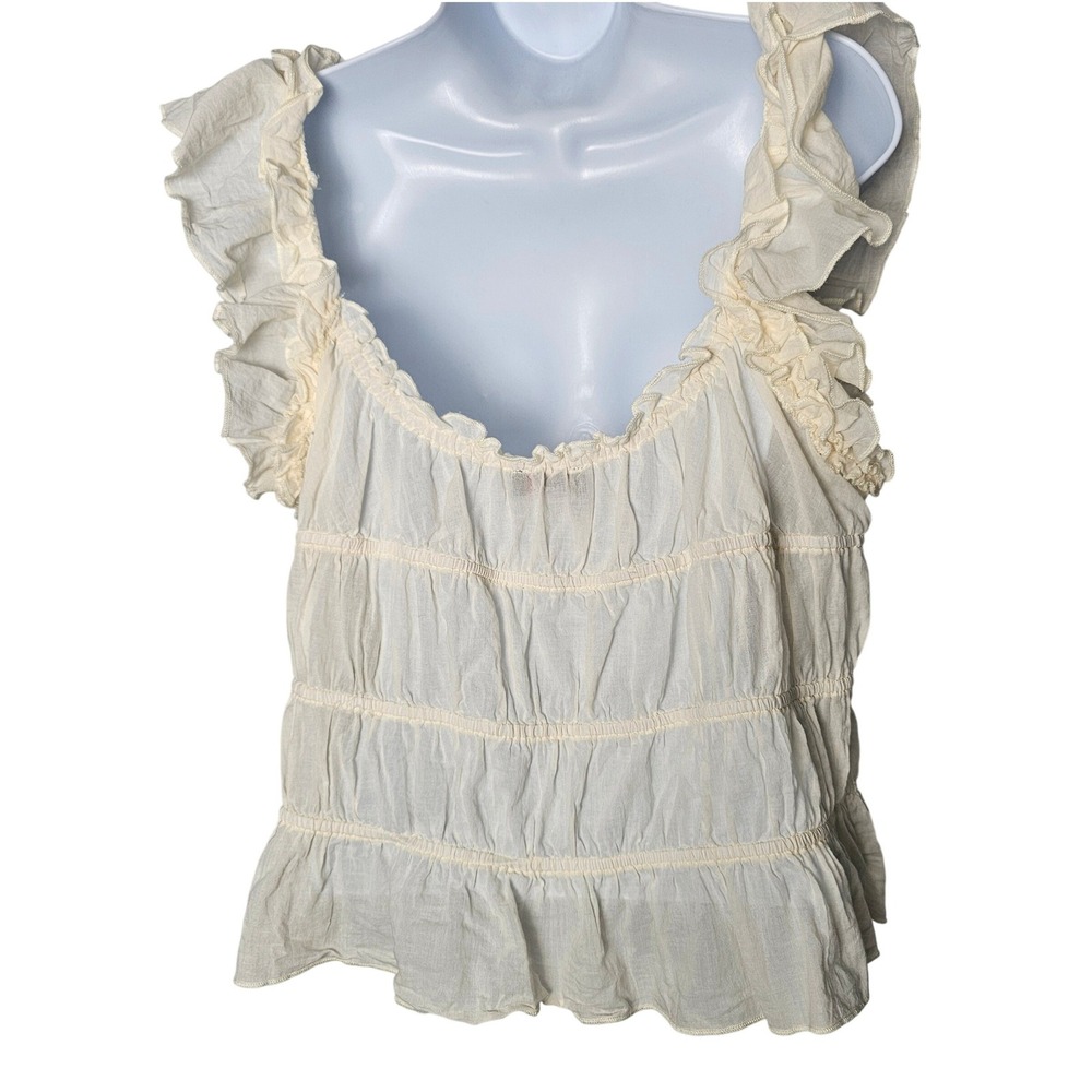 Rock & Roll Denim Ruffle Blouse Women Approx L Edwardian Cottagecore Twee - Picture 4 of 8